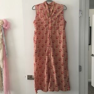 Pink April Cornell Sleeveless Pleated Floral Dress